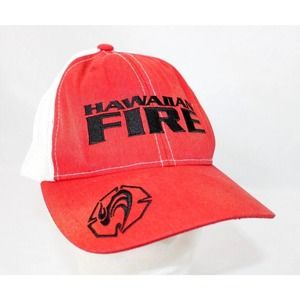 Hawaiian Fire Snap Back Hat Surf Board Orange & White Trucker Firefighter